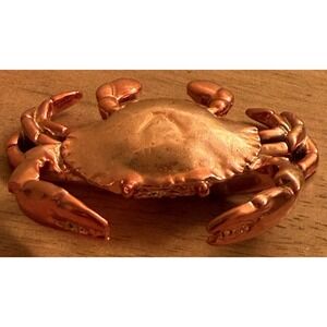 VTG Metal Crab Figurine/Paperweight Figure Copper Color Nautical Ocean Decor